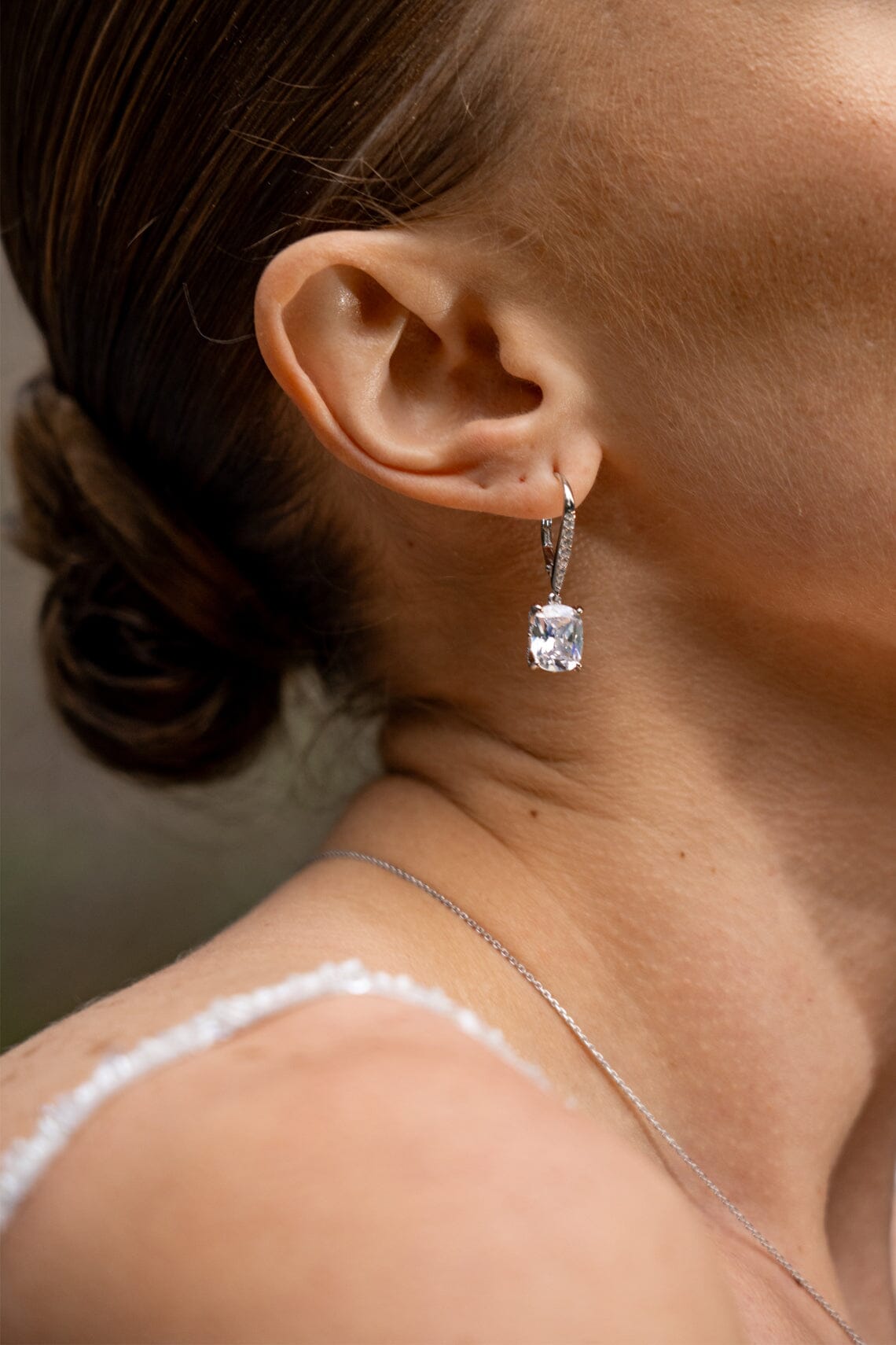 SYDNEY SOIRÉE ELAINE CUSHION CUT DROP EARRINGS SILVER Bevilles Jewellers