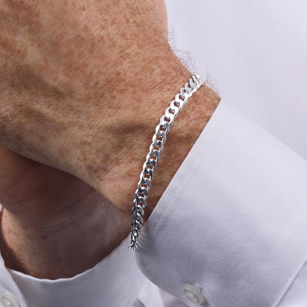 Sterling Silver Men's Curb Bracelet 21cm Bracelets Bevilles
