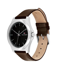 Tommy Hilfiger Norris Dark Brown Leather Black Dial Men's Watch 1710601 Tommy Hilfiger