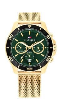 Tommy Hilfiger Jordan Ionic Plated Thin Gold Steel Green Dial Men's Watch 1792093 Tommy Hilfiger