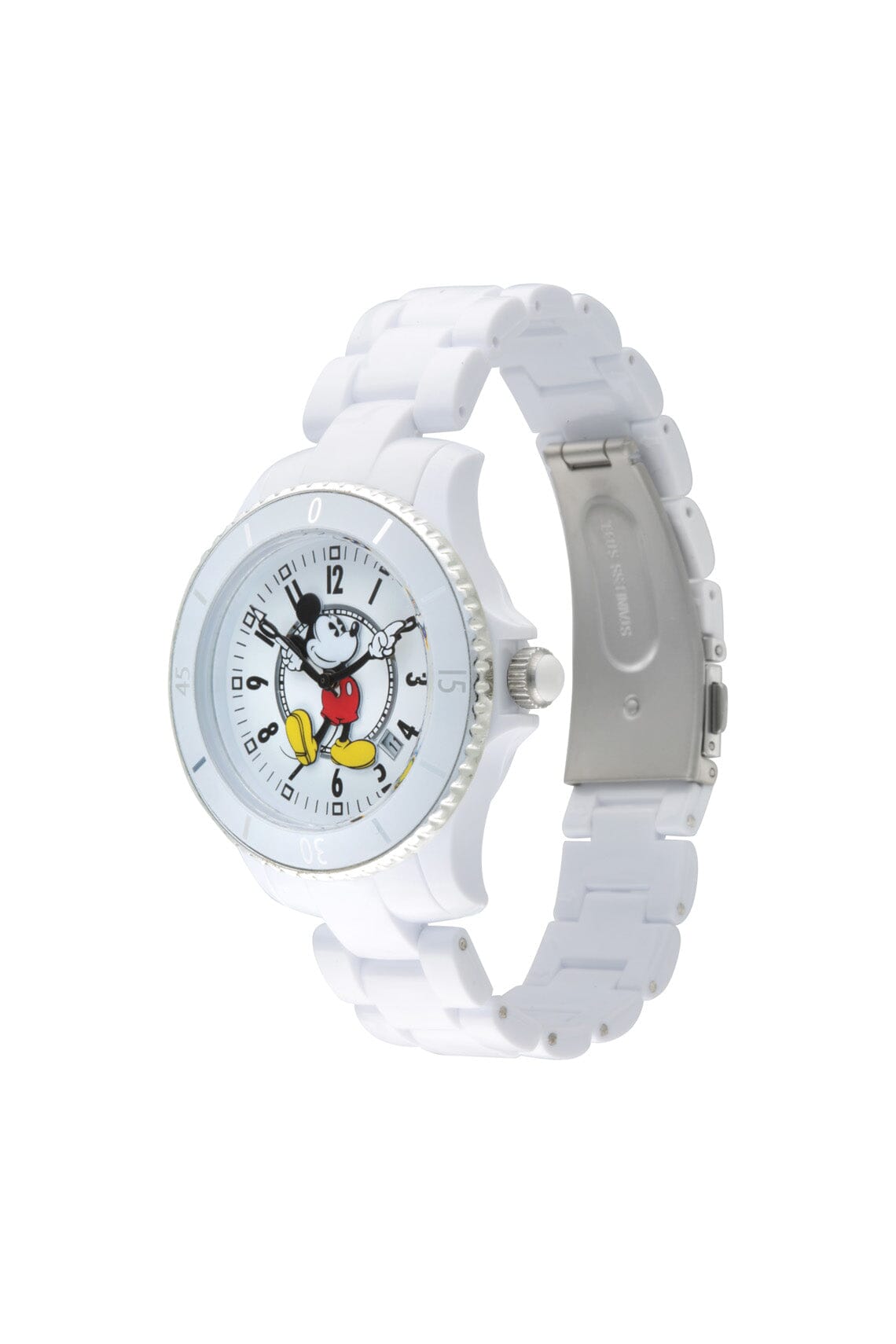 Disney Mickey Sports 40mm White Dial White Stainless Steel Watch Watches Disney