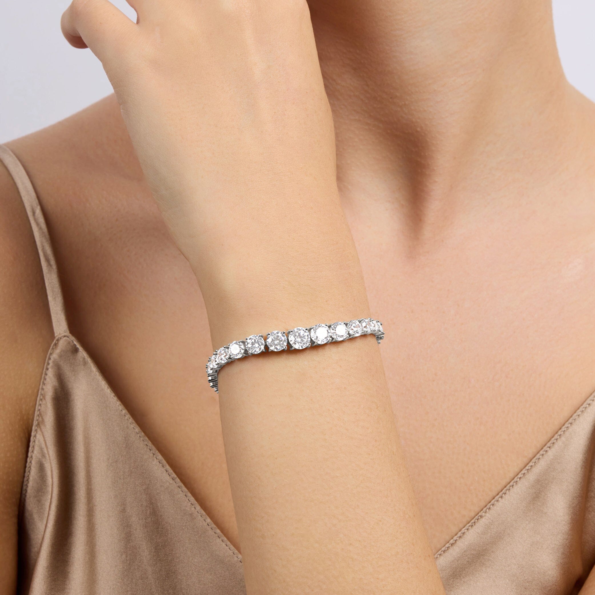 18.4cm Sterling Silver Tennis Bracelet with Cubic Zirconia Bracelets Bevilles