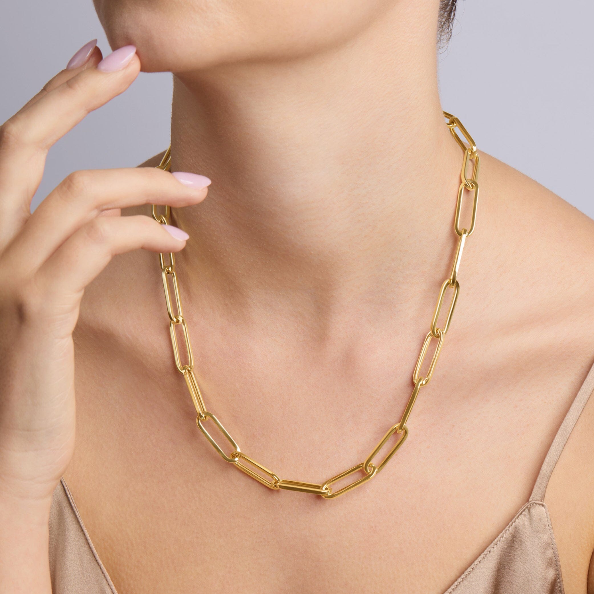 9ct Yellow Gold Silver Infused Oval Link Necklace Chain Necklaces Bevilles