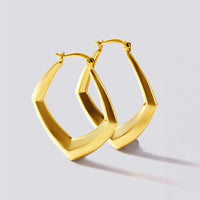 9ct Yellow Gold Silver Filled Angular Flat Knife Edged Hoop Earrings Bevilles Jewellers