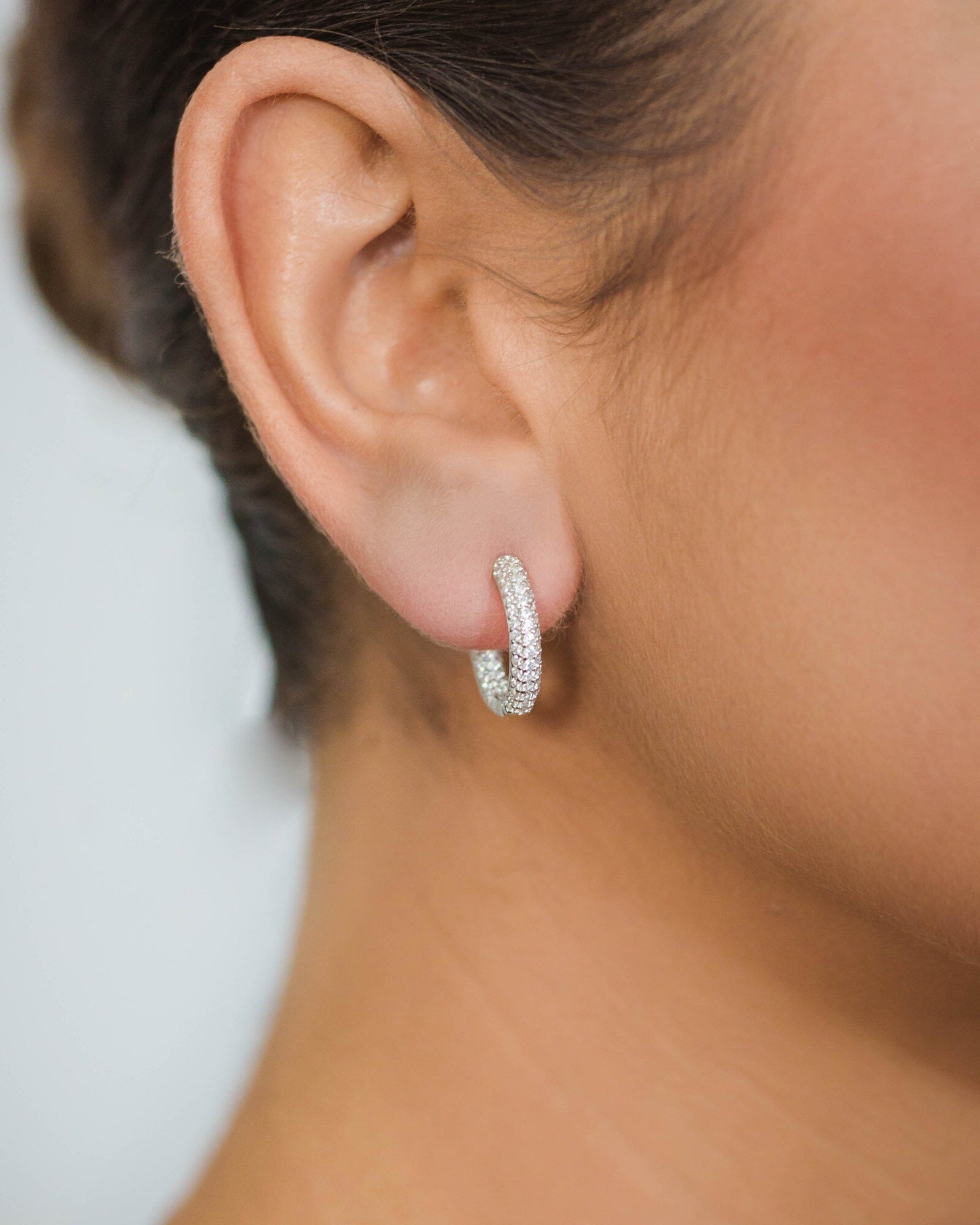 GODDESS PAVE HOOPS SILVER Bevilles Jewellers