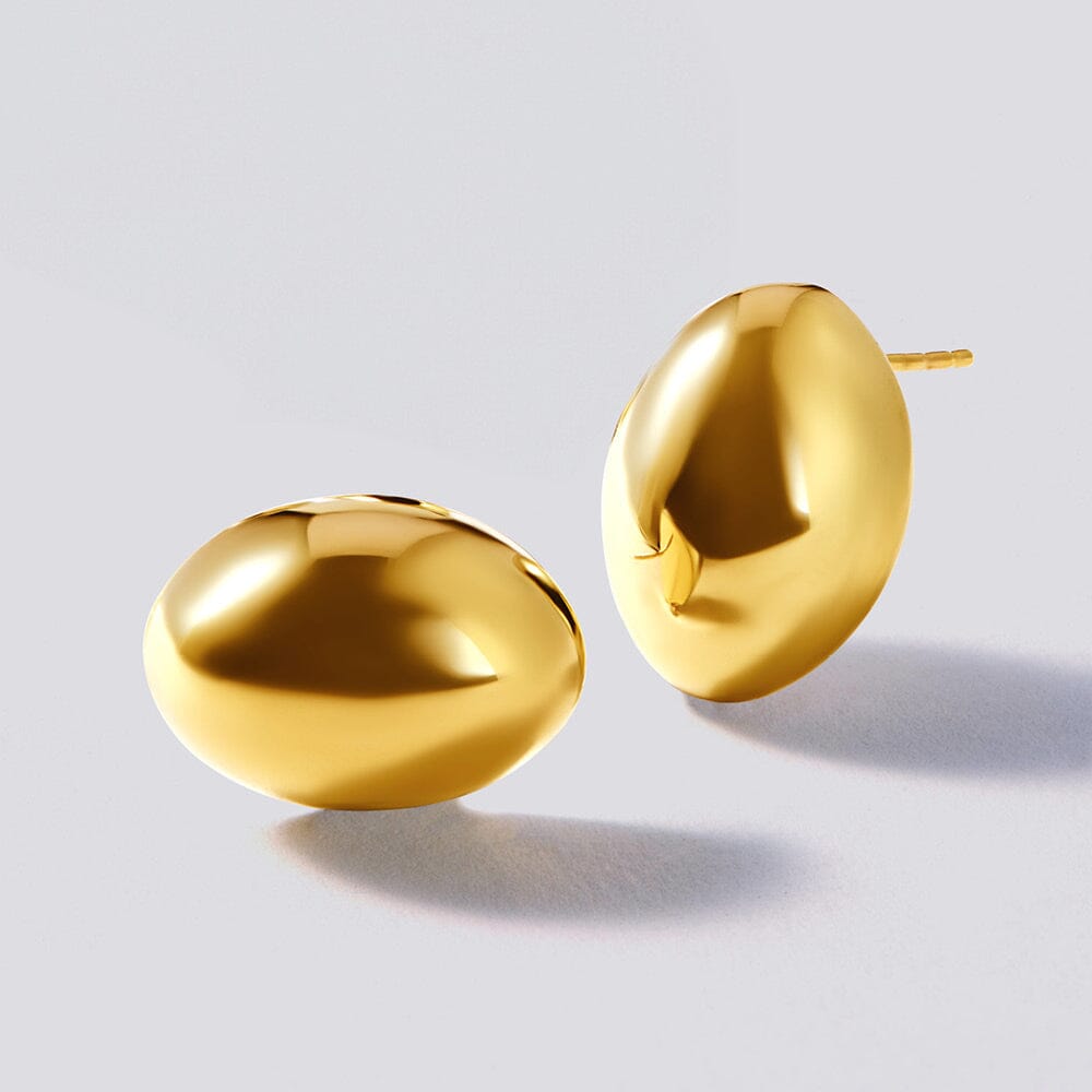 9ct Yellow Gold Silver Filled Organic Dome Stud Earrings Bevilles Jewellers