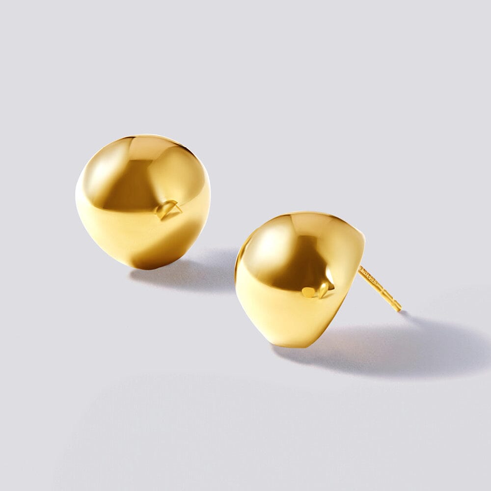 9ct Yellow Gold Silver Infused Round Dome Stud Earrings Earrings Bevilles Jewellers