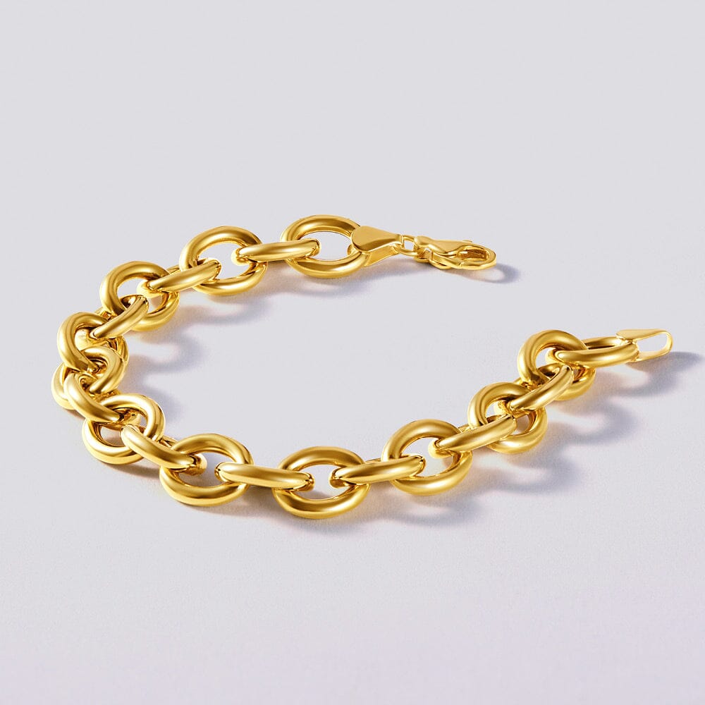 9ct Yellow Gold Silver Infused Large Open Link Bracelet Bevilles Jewellers