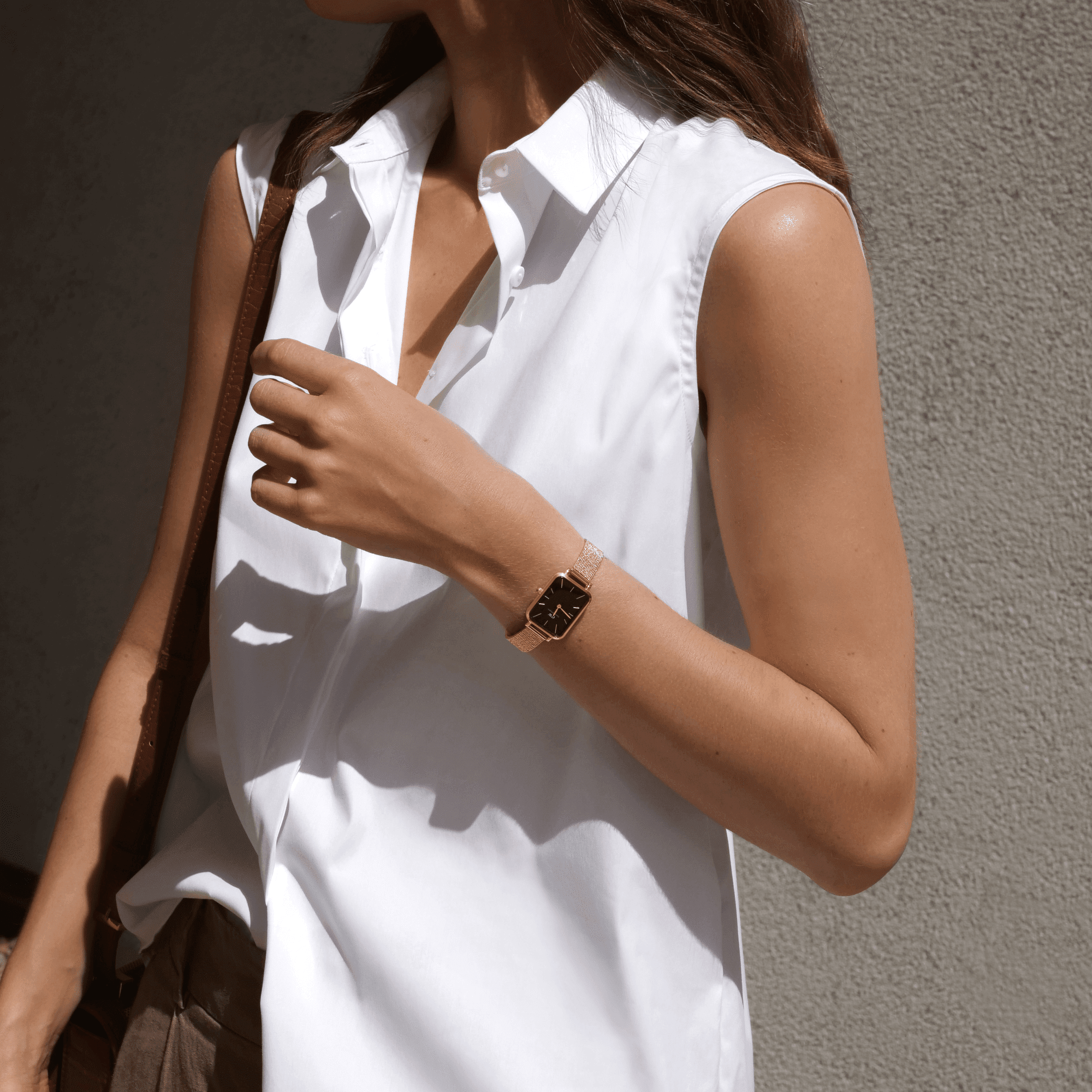 Daniel Wellington Quadro 20X26 Pressed Melrose Rose Gold & Black Watch Watches Daniel Wellington