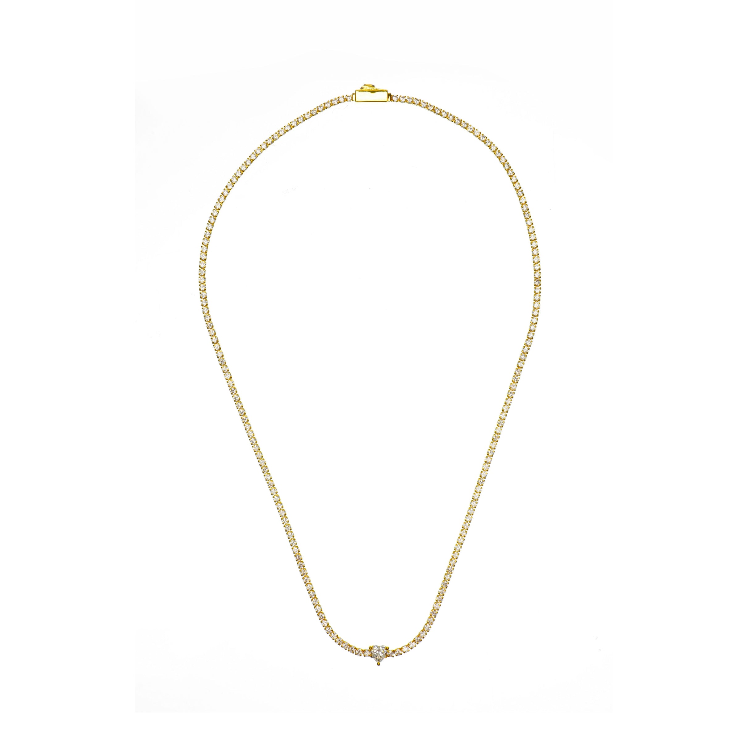 SWEETHEART TENNIS NECKLACE GOLD 42CM Bevilles Jewellers