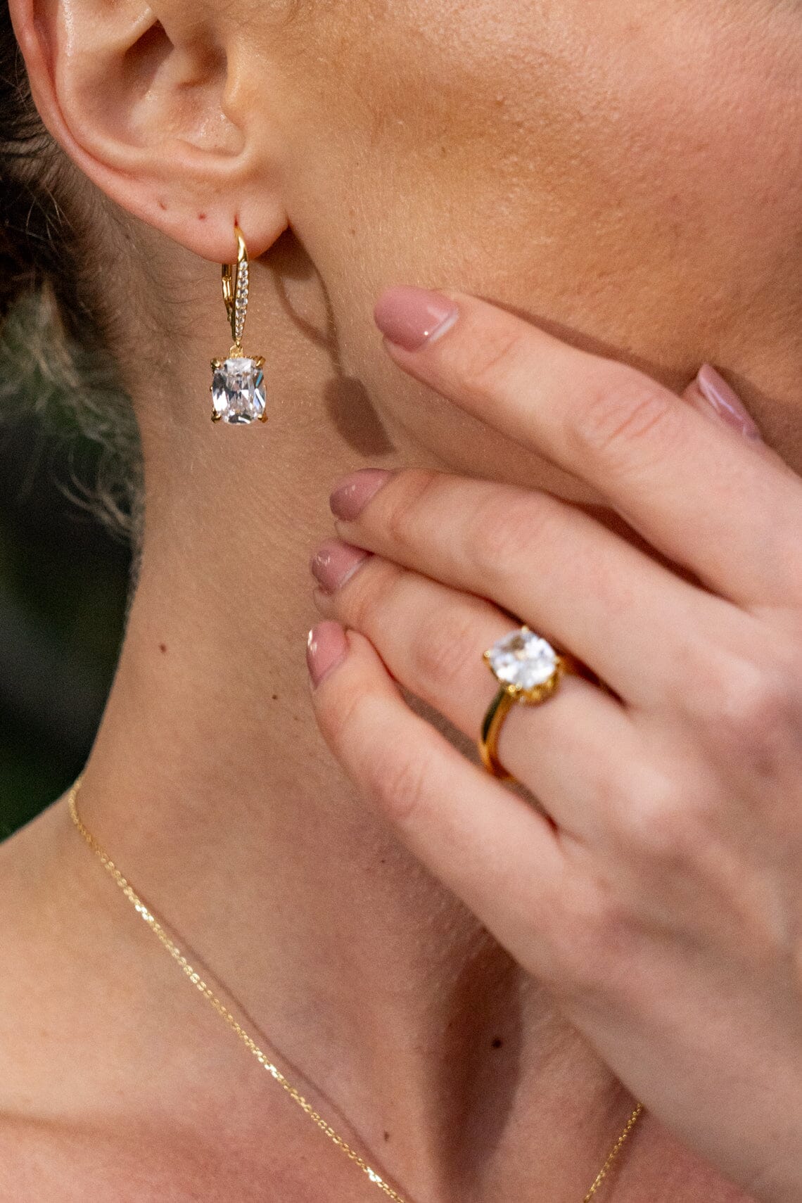 SYDNEY SOIRÉE ELAINE CUSHION CUT DROP EARRINGS GOLD Bevilles Jewellers