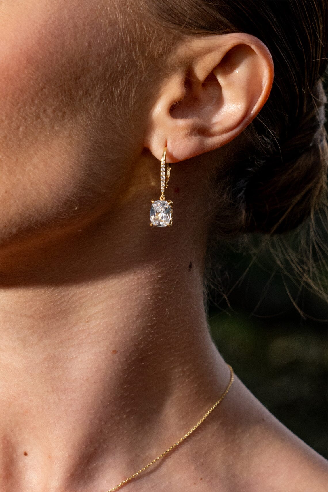 SYDNEY SOIRÉE ELAINE CUSHION CUT DROP EARRINGS GOLD Bevilles Jewellers