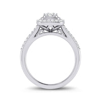 Facets of Love Solitaire Halo Square Look Ring with 1/2ct of Diamonds in 18ct White Gold Rings Bevilles