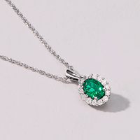 Created Emerald Necklace with 0.13ct TDW of Laboratory Grown Diamonds in Rhodium Plated Sterling Silver Necklaces Bevilles