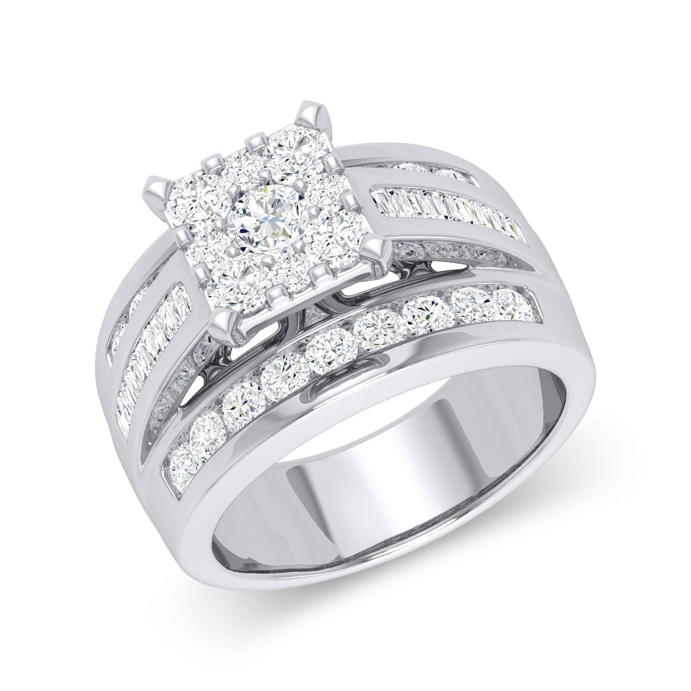 Brilliant Baguette Ring with 2.00ct of Diamonds in 9ct White Gold Rings Bevilles