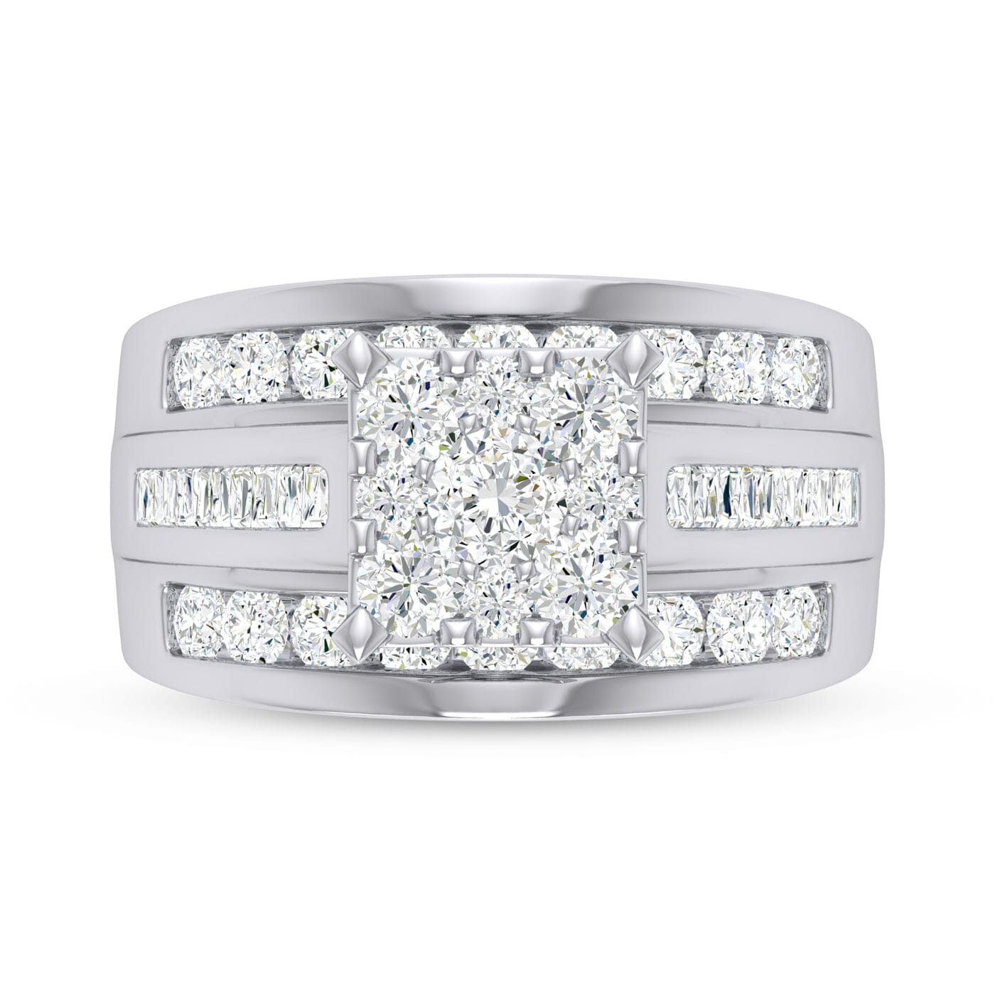 Brilliant Baguette Ring with 2.00ct of Diamonds in 9ct White Gold Rings Bevilles