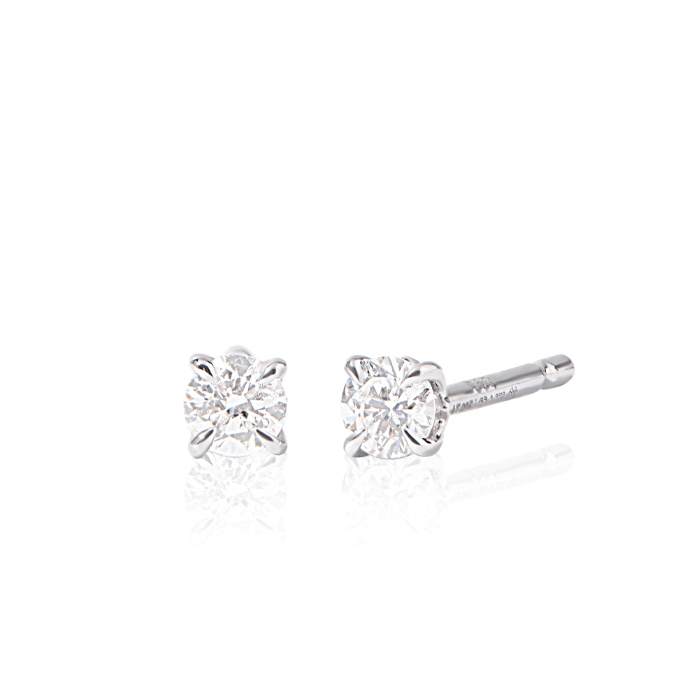 Solitaire Stud Earrings with 0.15ct of Laboratory Grown Diamonds in Sterling Silver and Platinum Earrings Bevilles