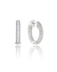 GODDESS PAVE HOOPS SILVER Bevilles Jewellers