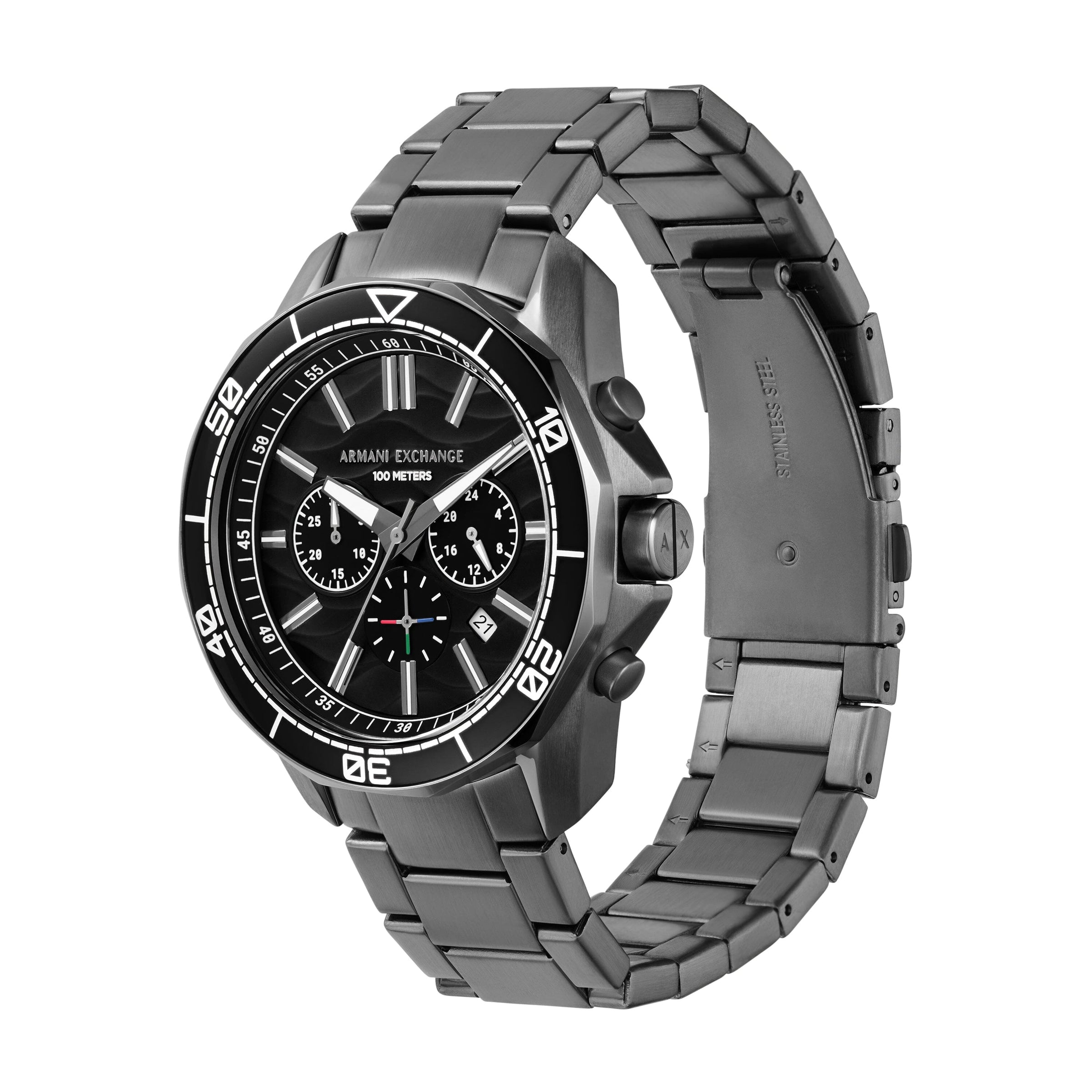 Armani Exchange Chronograph Gunmetal Stainless Steel Watch AX1959 Watches Armani Exchange