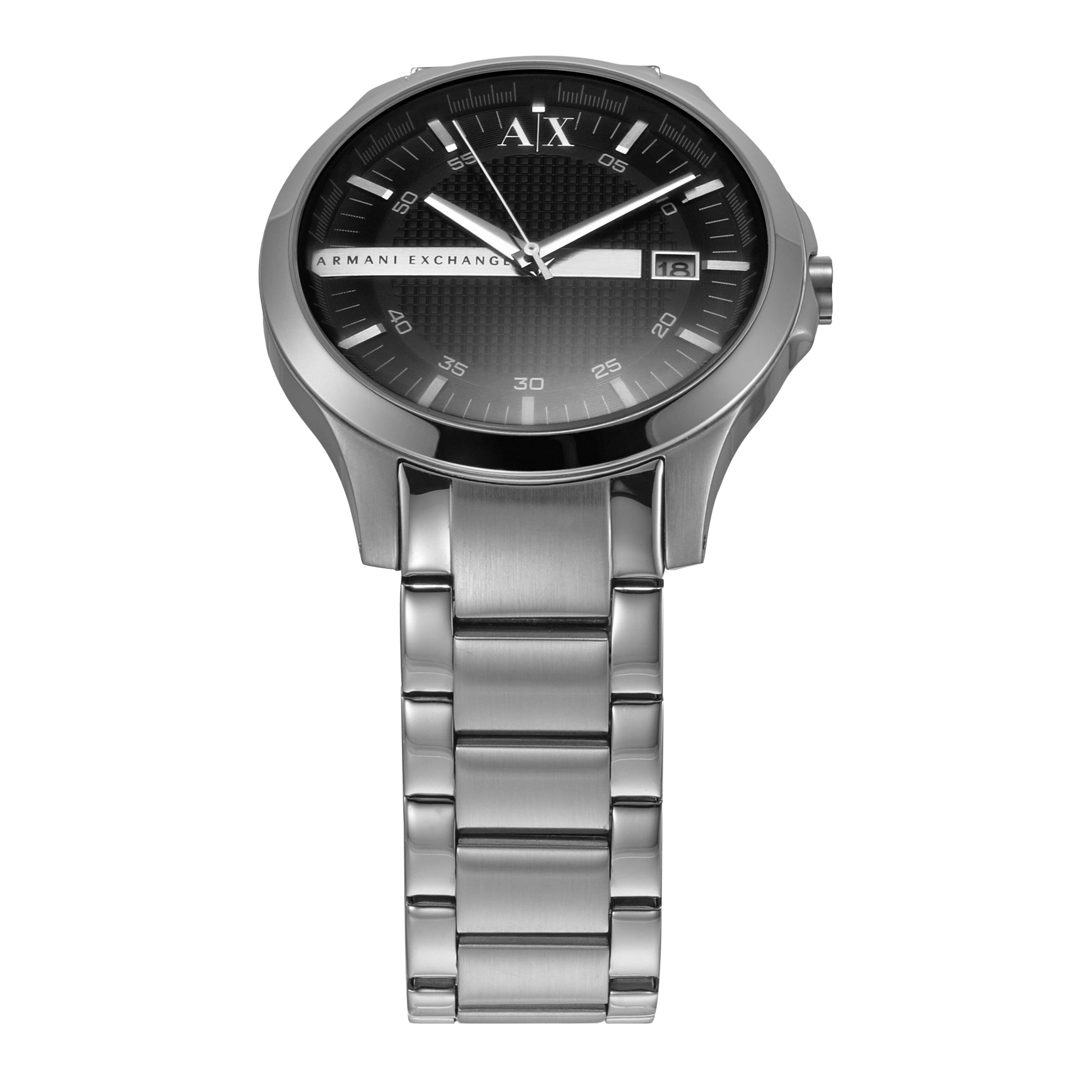 Armani Exchange Hampton Black Face Silver Band Watch - AX2103 Watches Armani Exchange