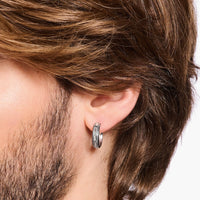 THOMAS SABO Hoop Earrings Crocodile Shell Structure Silver Blackened Earrings Thomas Sabo
