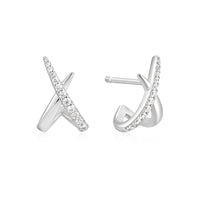 Ania Haie Silver Kiss Polished Pave Studs Earrings Ania Haie