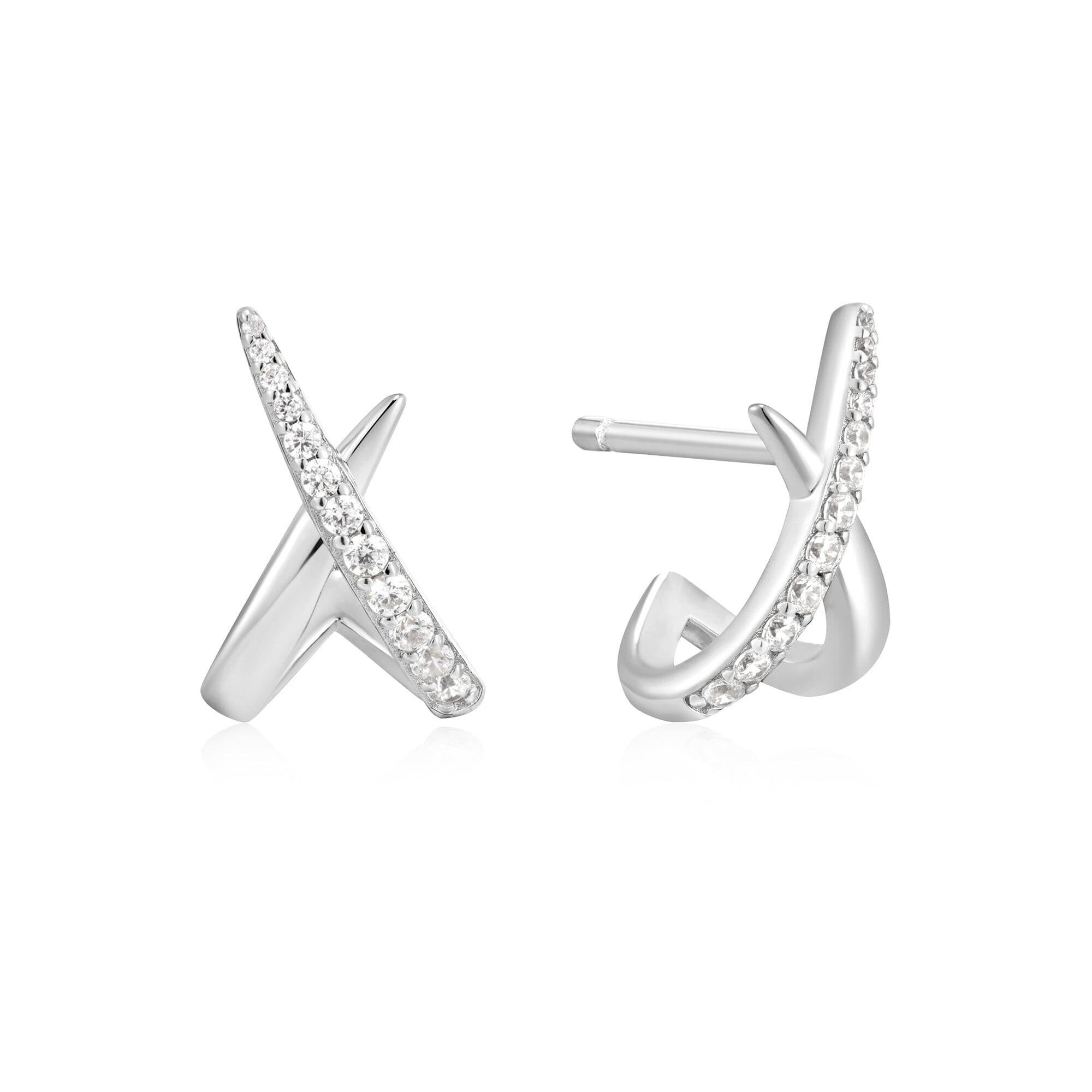 Ania Haie Silver Kiss Polished Pave Studs Earrings Ania Haie