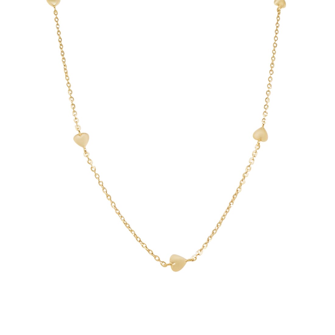 9ct Yellow Gold Silver Infused 45cm Necklace with Hearts Necklaces Bevilles 