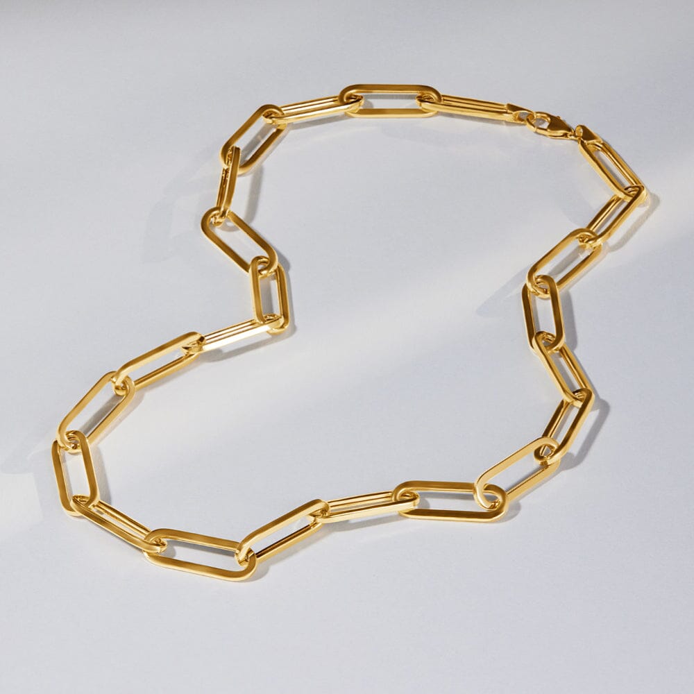 9ct Yellow Gold Silver Infused Oval Link Necklace Chain Necklaces Bevilles