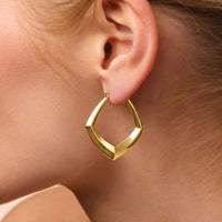 9ct Yellow Gold Silver Filled Angular Flat Knife Edged Hoop Earrings Earrings Bevilles