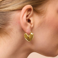Bold Heart Huggie Earrings in 9ct Yellow Gold Silver Infused Earrings Bevilles Jewellers