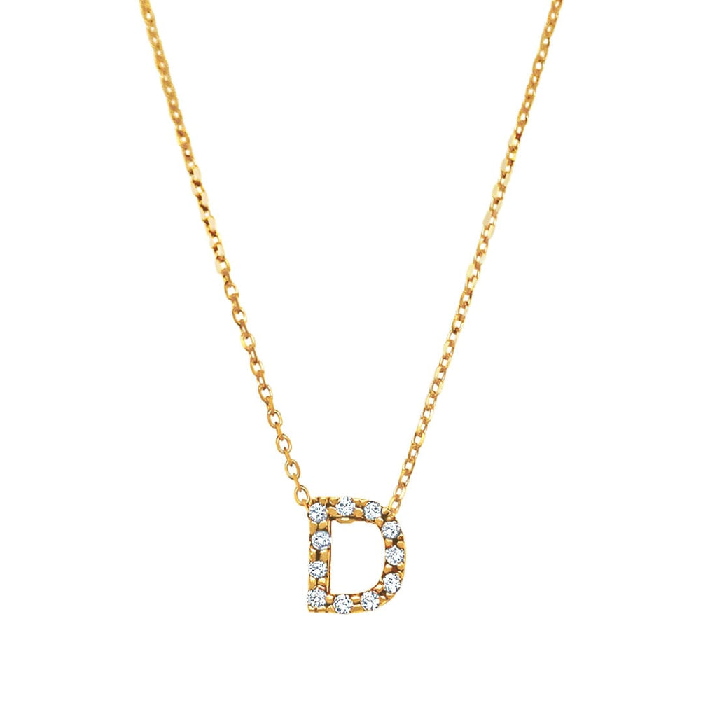 Sparkling Cubic Zirconia Initial Letter Necklace Set - Gold Plated Two-Piece Design(D) main image 0