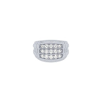 Three Row Patterened Ring with Cubic Zirconia in Sterling Silver Rings Bevilles