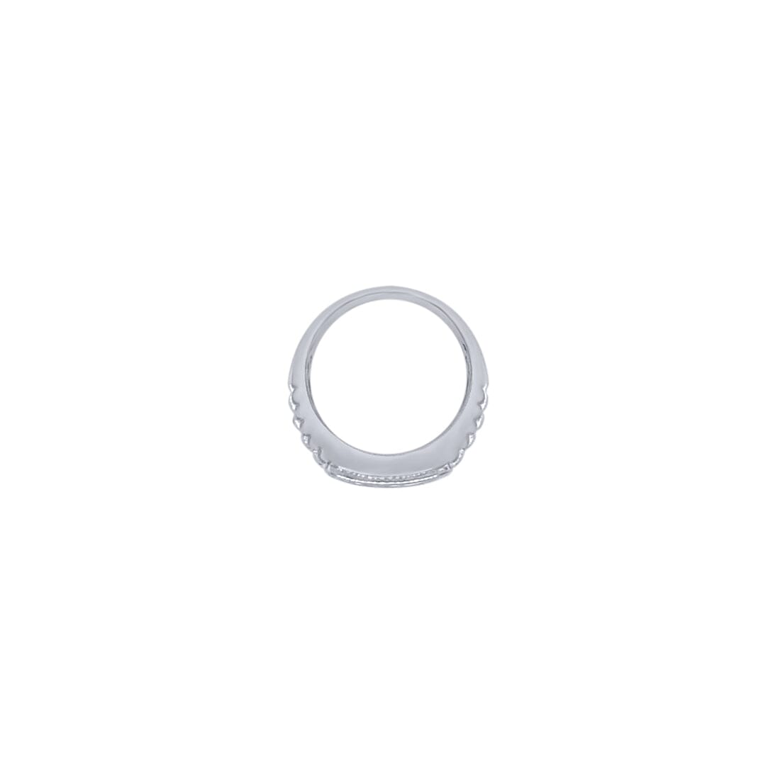 Three Row Patterened Ring with Cubic Zirconia in Sterling Silver Rings Bevilles
