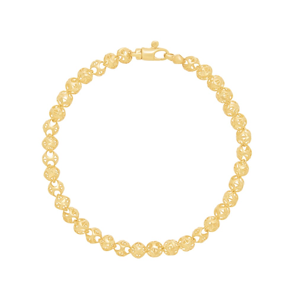 Athena 19cm Beaded Chain Bracelet in 9ct Yellow Gold Bracelets Bevilles