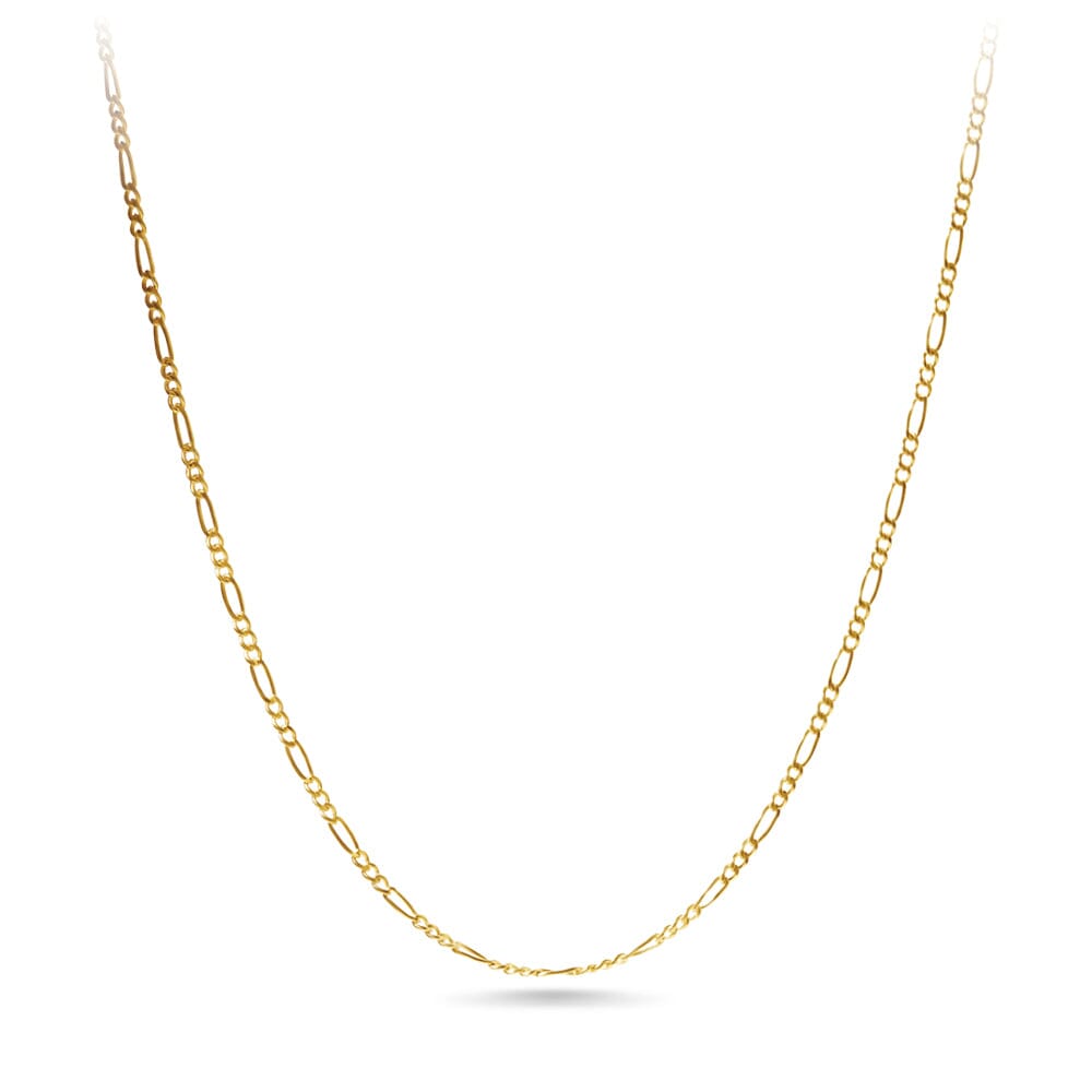 9kt Yellow Gold Figaro 3/1 Chain Necklace 45cm