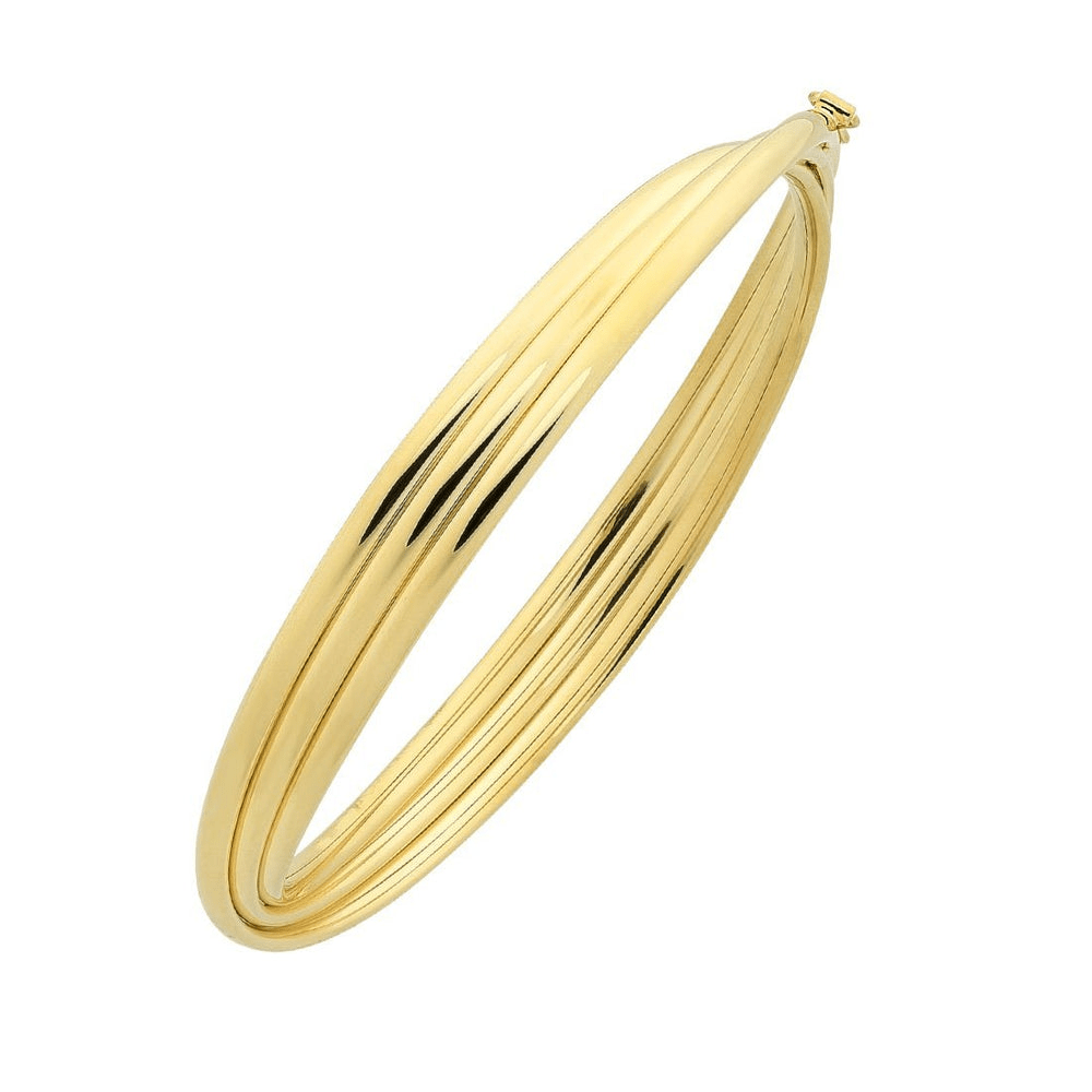 Triple Crossover Bangle in 9ct Yellow Gold with Silver Infusion Bevilles Jewellers