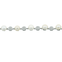 Sterling Silver Freshwater Pearl & Cubic Zirconia Bracelet Bracelets Bevilles