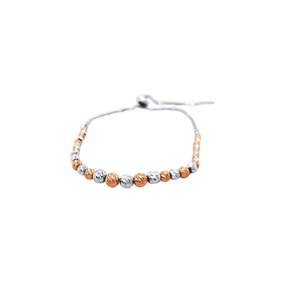 26.7cm Rose and White Coloured Diamond Cut Bracelet in Sterling Silver Bevilles Jewellers