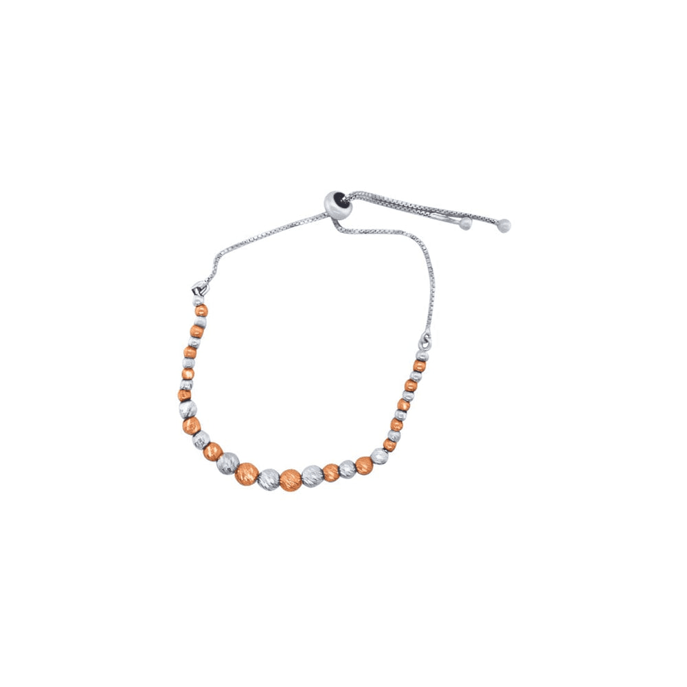 26.7cm Rose and White Coloured Diamond Cut Bracelet in Sterling Silver Bevilles Jewellers