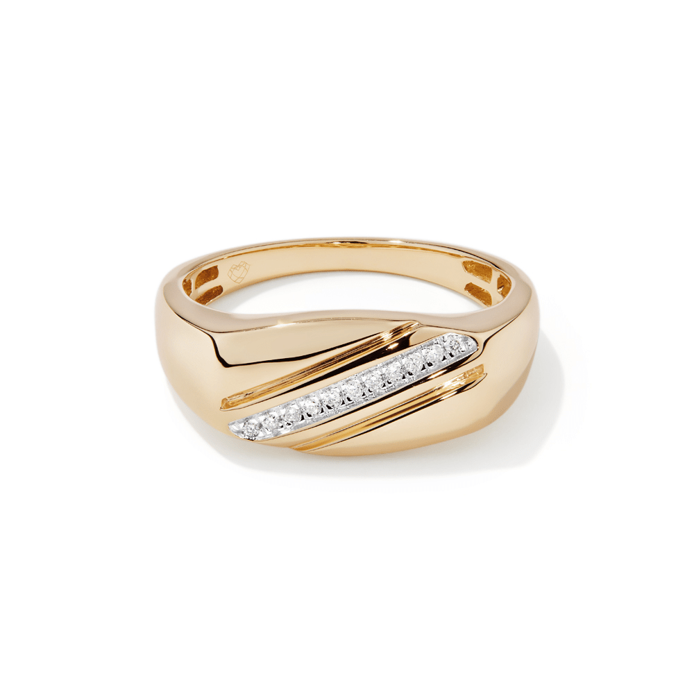 9kt Yellow Gold 0.05ct Diamond Diagonal Mens Ring – Bevilles Jewellers