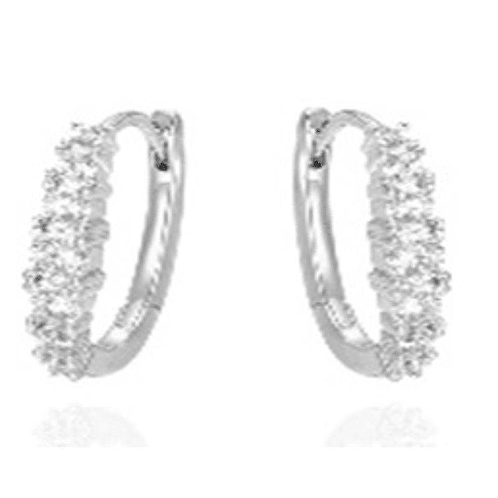17mm Cubic Zirconia Hoop Earrings in Sterling Silver Earrings Bevilles