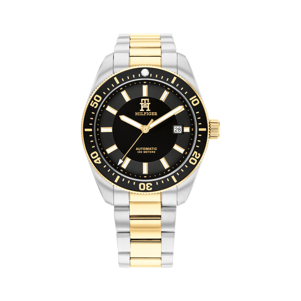 Tommy Hilfiger Th85 Two Tone Stainless Steel Black Dial Men's Watch 1710552 Watches Tommy Hilfiger