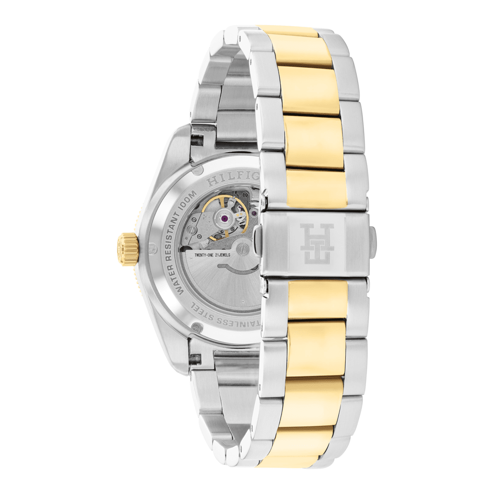 Tommy Hilfiger Th85 Two Tone Stainless Steel Black Dial Men's Watch 1710552 Watches Tommy Hilfiger