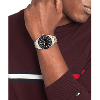 Tommy Hilfiger Th85 Two Tone Stainless Steel Black Dial Men's Watch 1710552 Watches Tommy Hilfiger