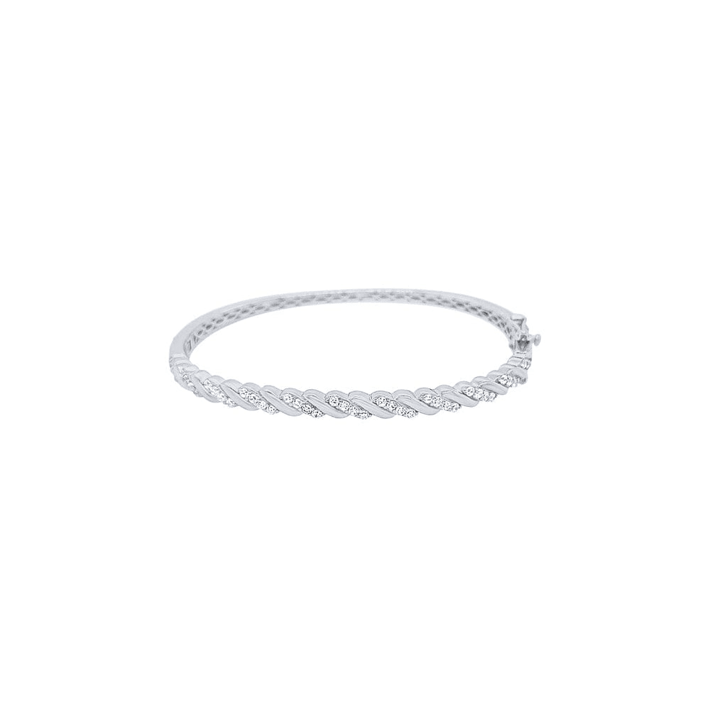 Sterling Silver Twist Bangle with Cubic Zirconia Bangles Bevilles