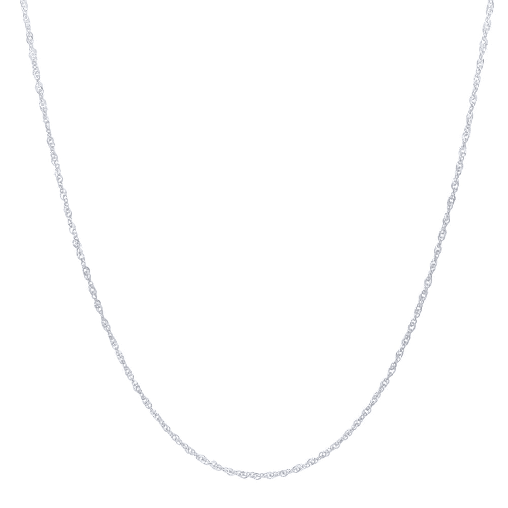 9ct White Gold Fine Singapore Chain Necklace 45cm Bevilles Jewellers