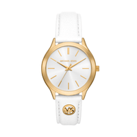 Michael Kors Slim Runway Three-Hand White Leather Watch MK7466 Watches Michael Kors