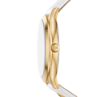 Michael Kors Slim Runway Three-Hand White Leather Watch MK7466 Watches Michael Kors