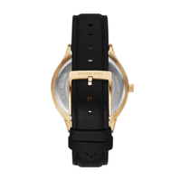 Michael Kors Slim Runway Three-Hand Black Leather Watch MK7482 Watches Michael Kors